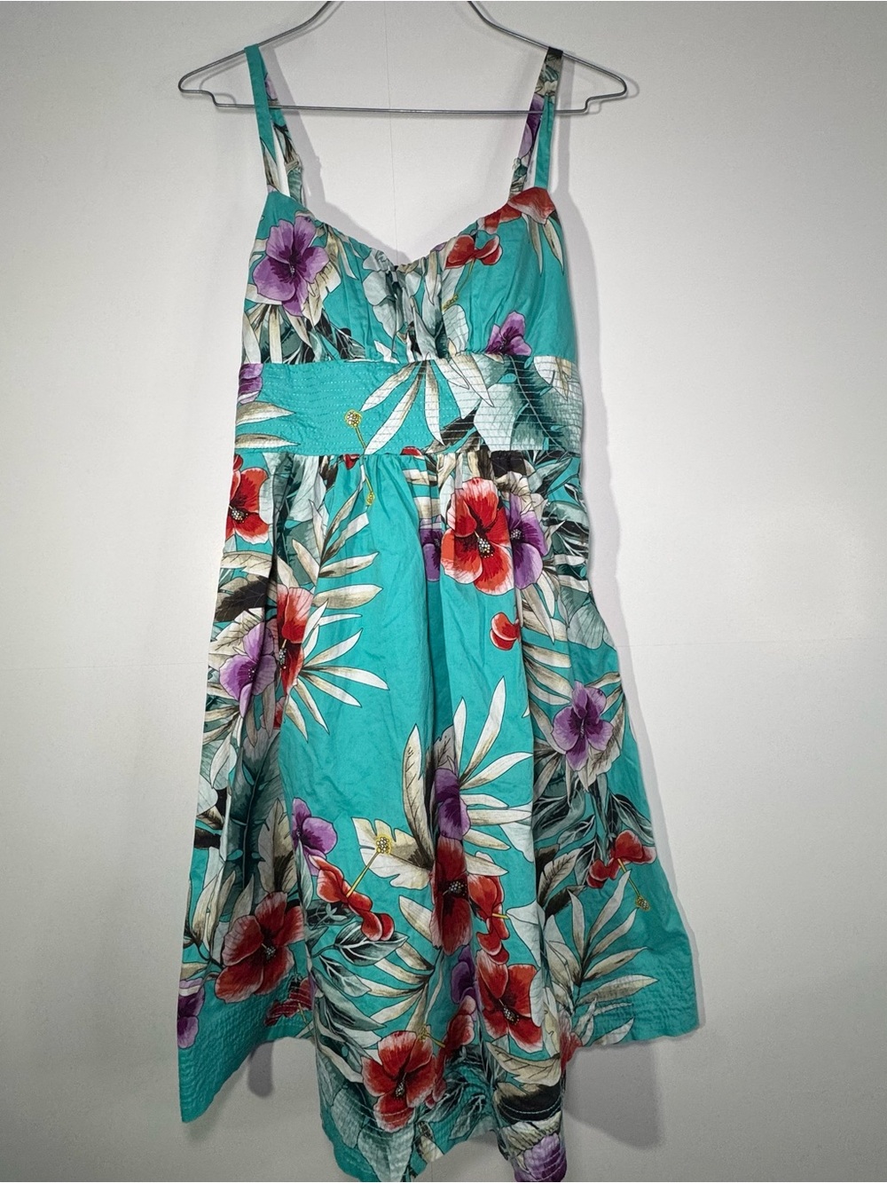 Roz & Ali Teal Strapless Floral Sundress size 6 women’s